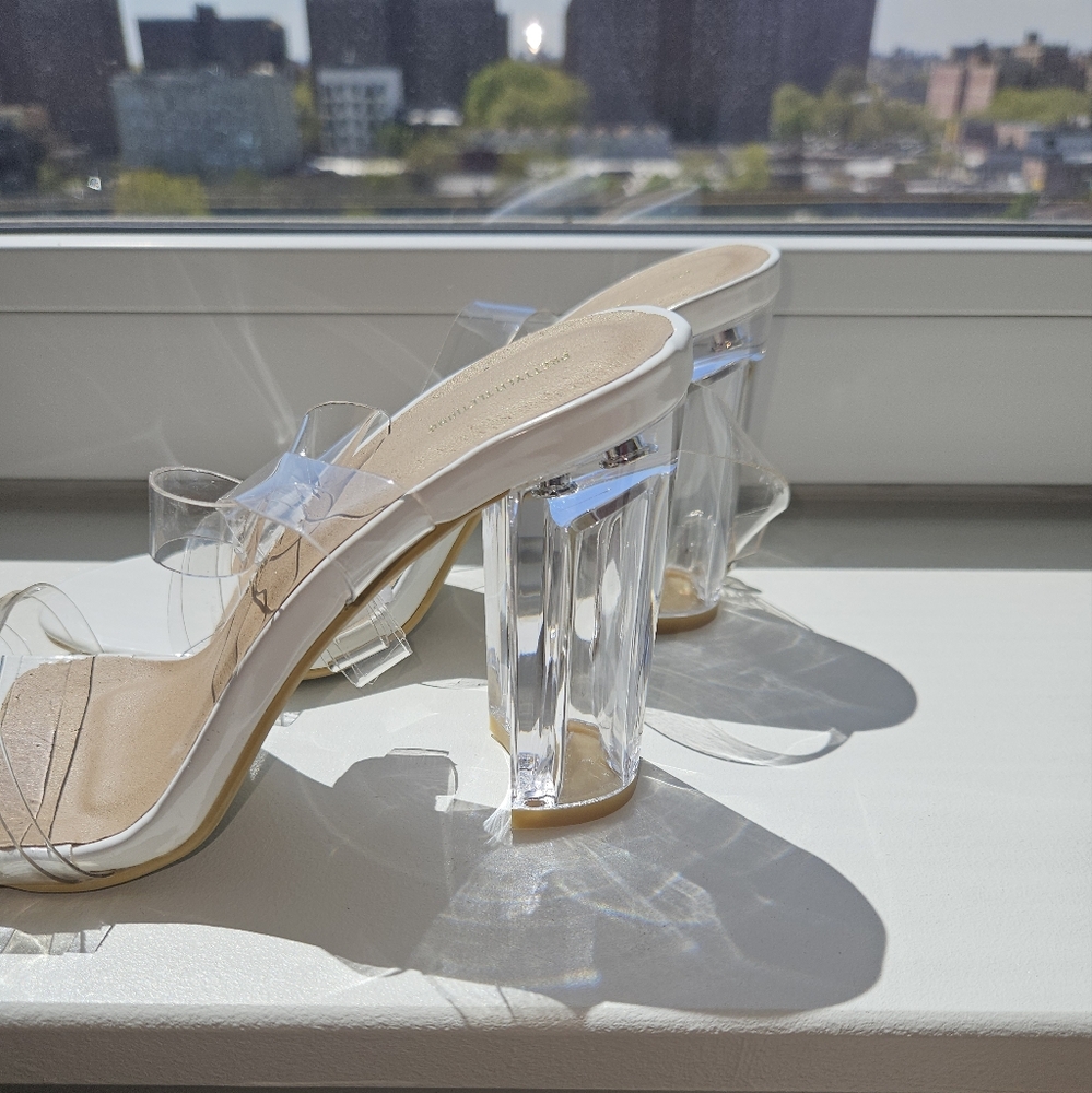 Chunky nude, white and clear shoe